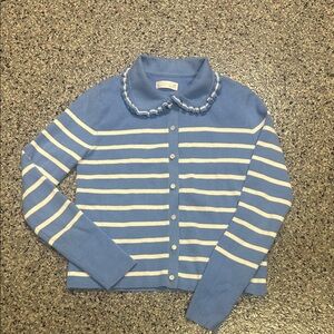 Lauren Conrad LC blue and white striped cardigan sweater XS
